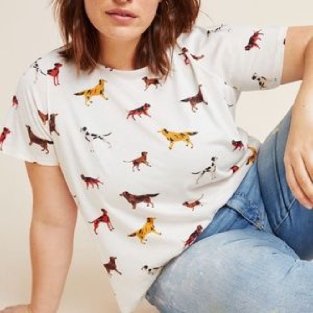 SOLD🍀PUPPY DOG WEEKEND T-SHIRT ANTHROPOLOGIE - Picture 2 of 6